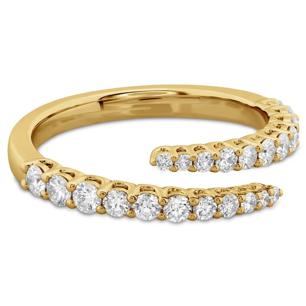 18K YELLOW GOLD DIAMOND BYPASS RING .59CT