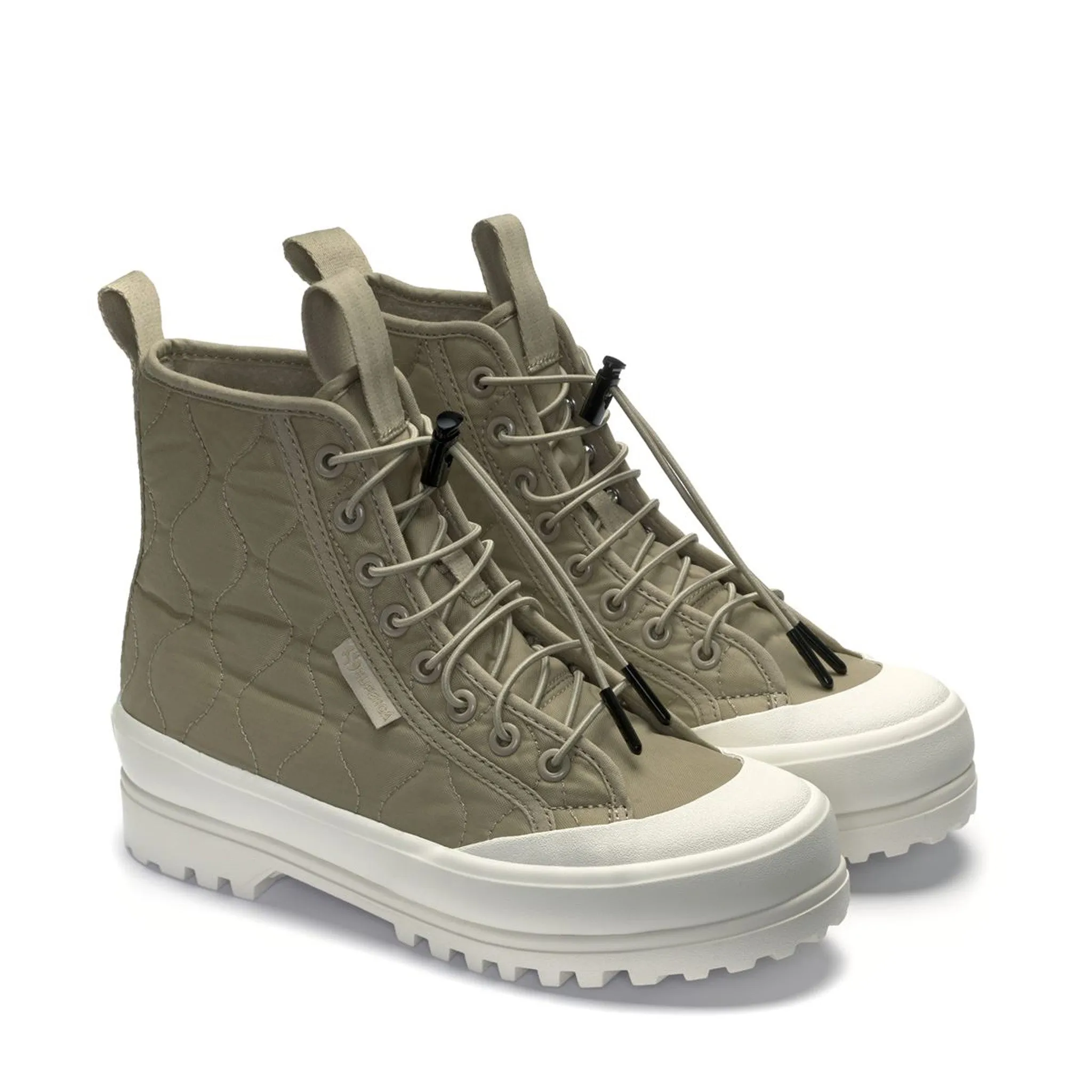 2644 Alpina Quilted Nylon Boots - Grey Fossil Avorio