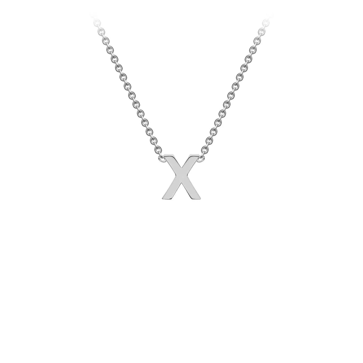 9K White Gold 'X' Initial Adjustable Letter Necklace 38/43cm