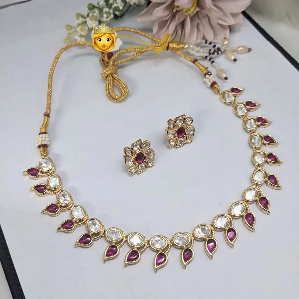 Aamrapali Gold Plated Polki Kundan Necklace Set