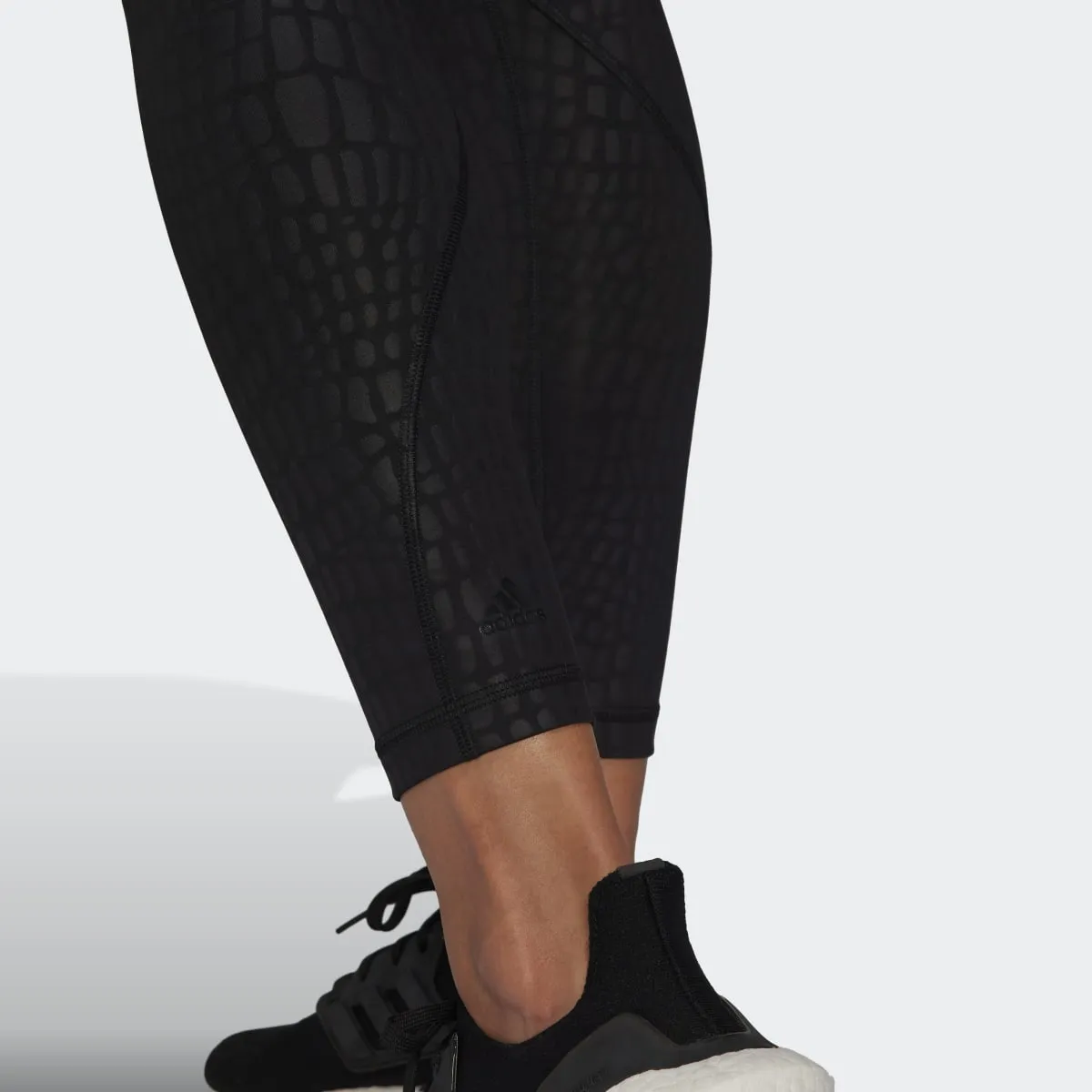 Adidas Optime Training Womens 7/8 Leggings - Black Croc Emboss