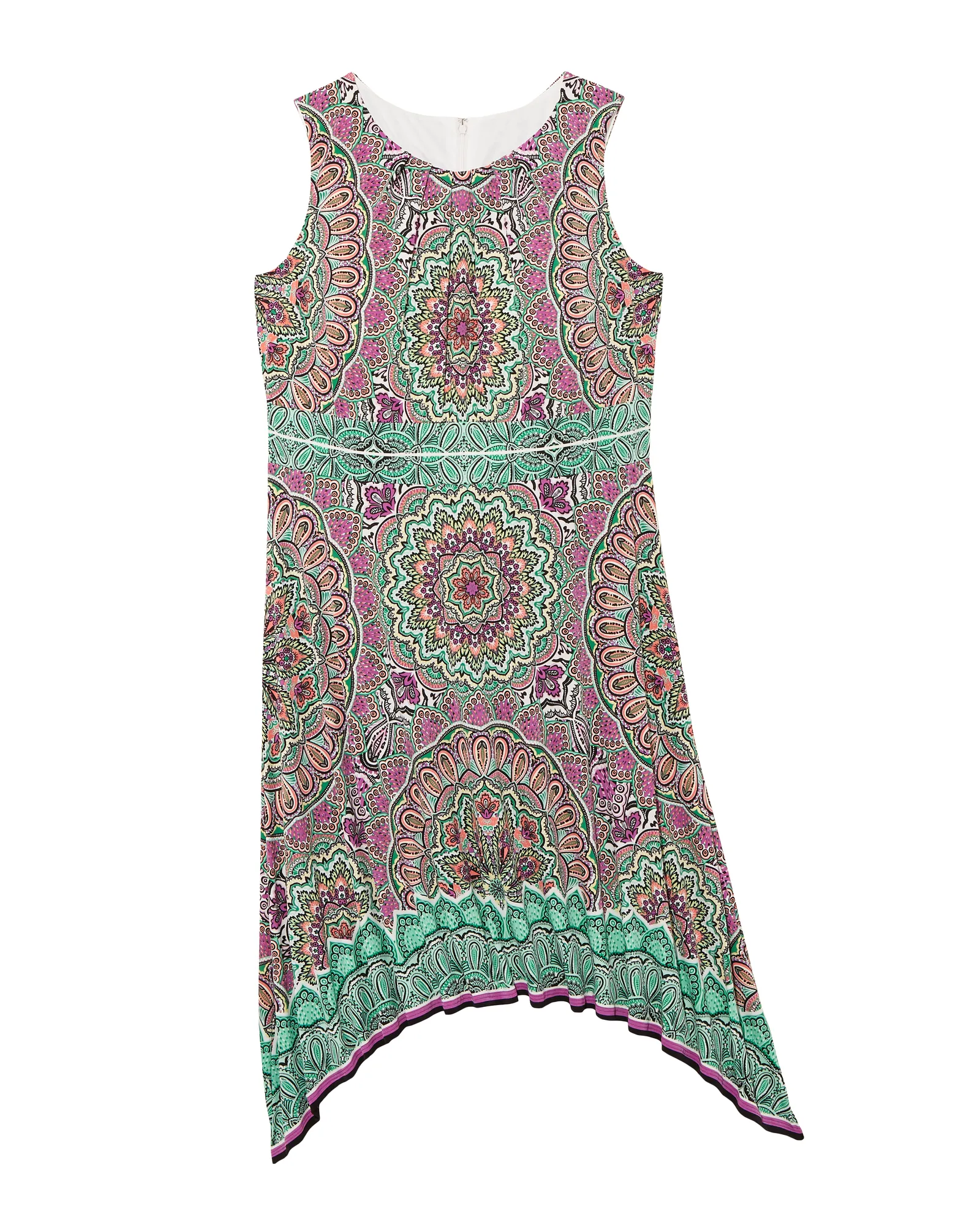 Alberta Sharkbite Pleat Dress | Light Green / Purple