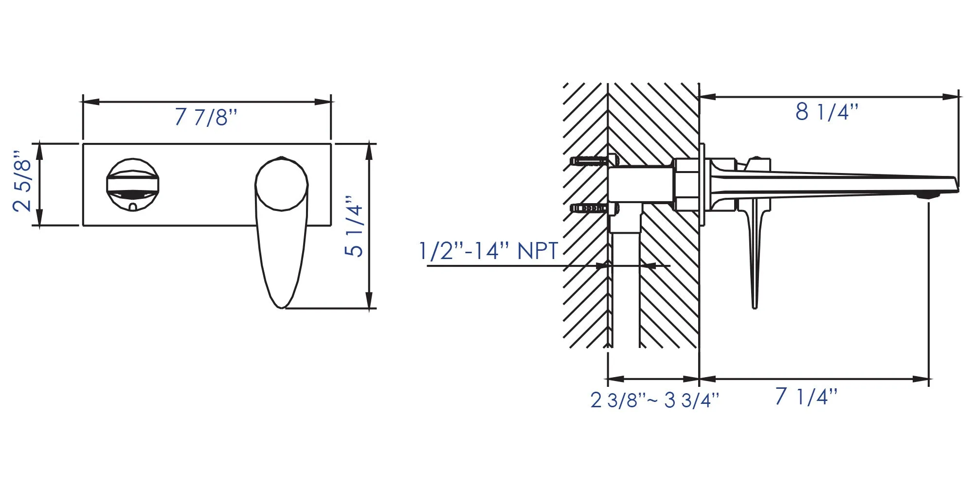 ALFI brand AB1772 Wall Mounted Modern Bathroom Faucet