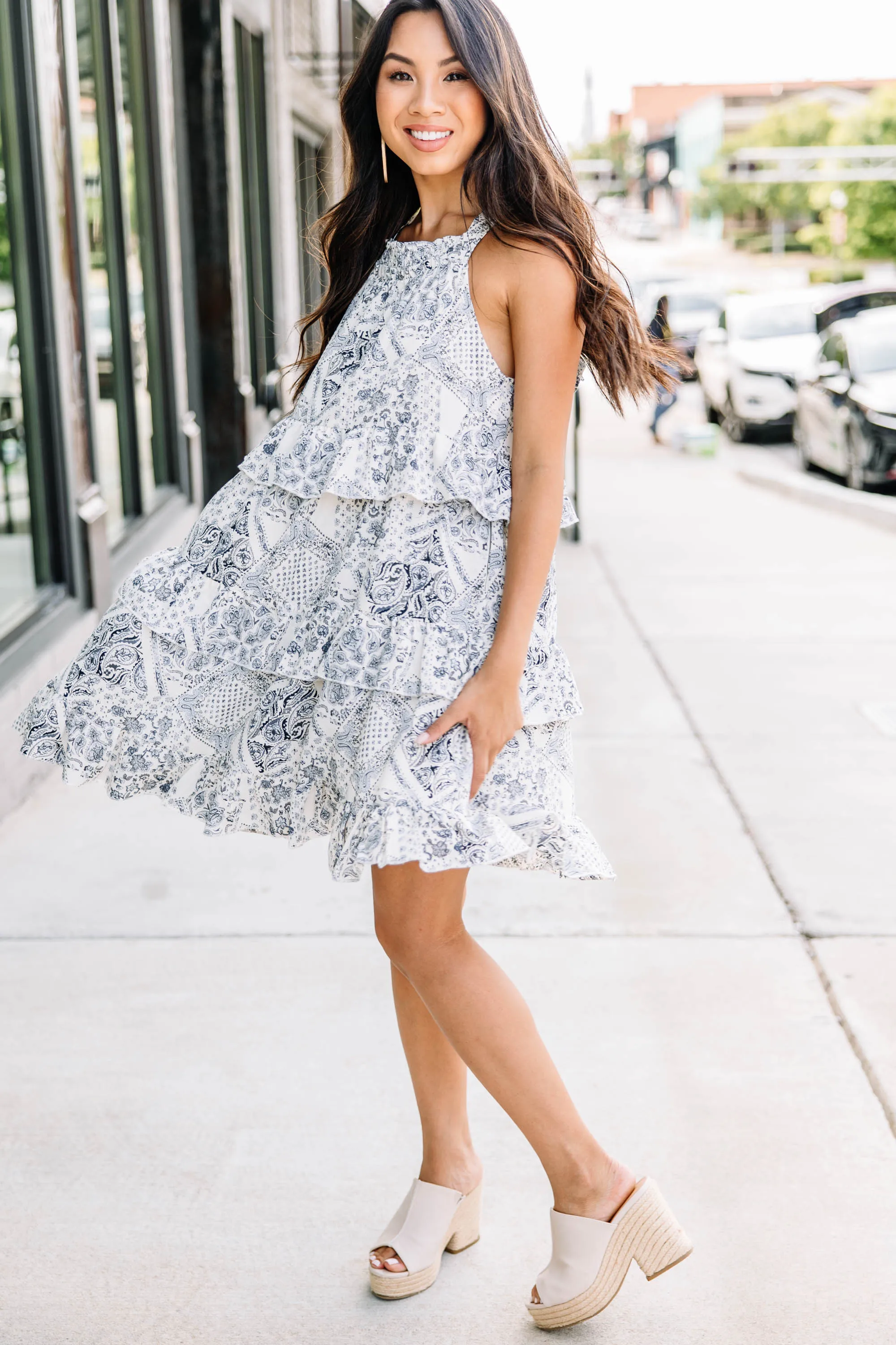 All The Love Navy Blue Paisley Dress