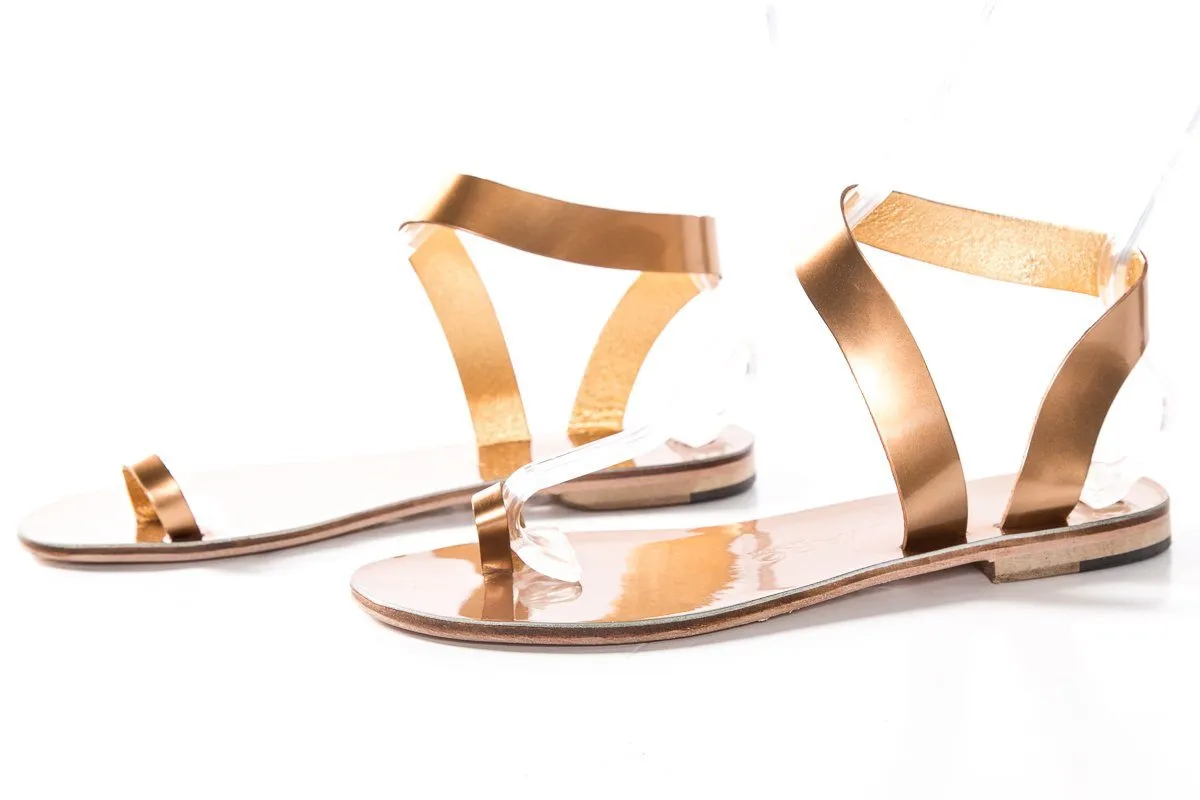 Alvaro Gonzalez Bronze Metallic Leather Angela Sandal SZ 37 NWT SALE