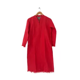 Amna Chaudhry Red Summer Linen Kurta | Brand New |