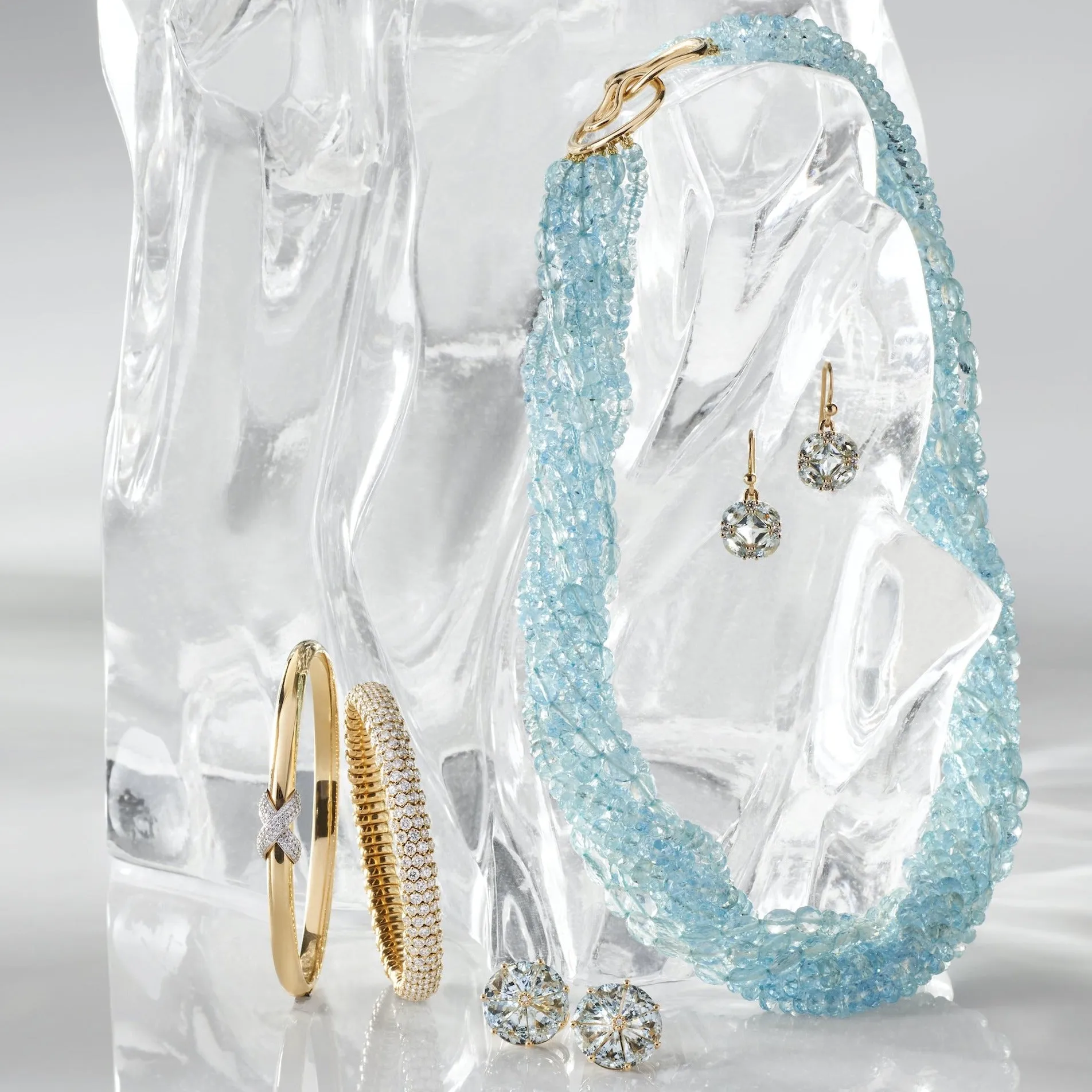 Aquamarine Nine-Strand Twist Necklace