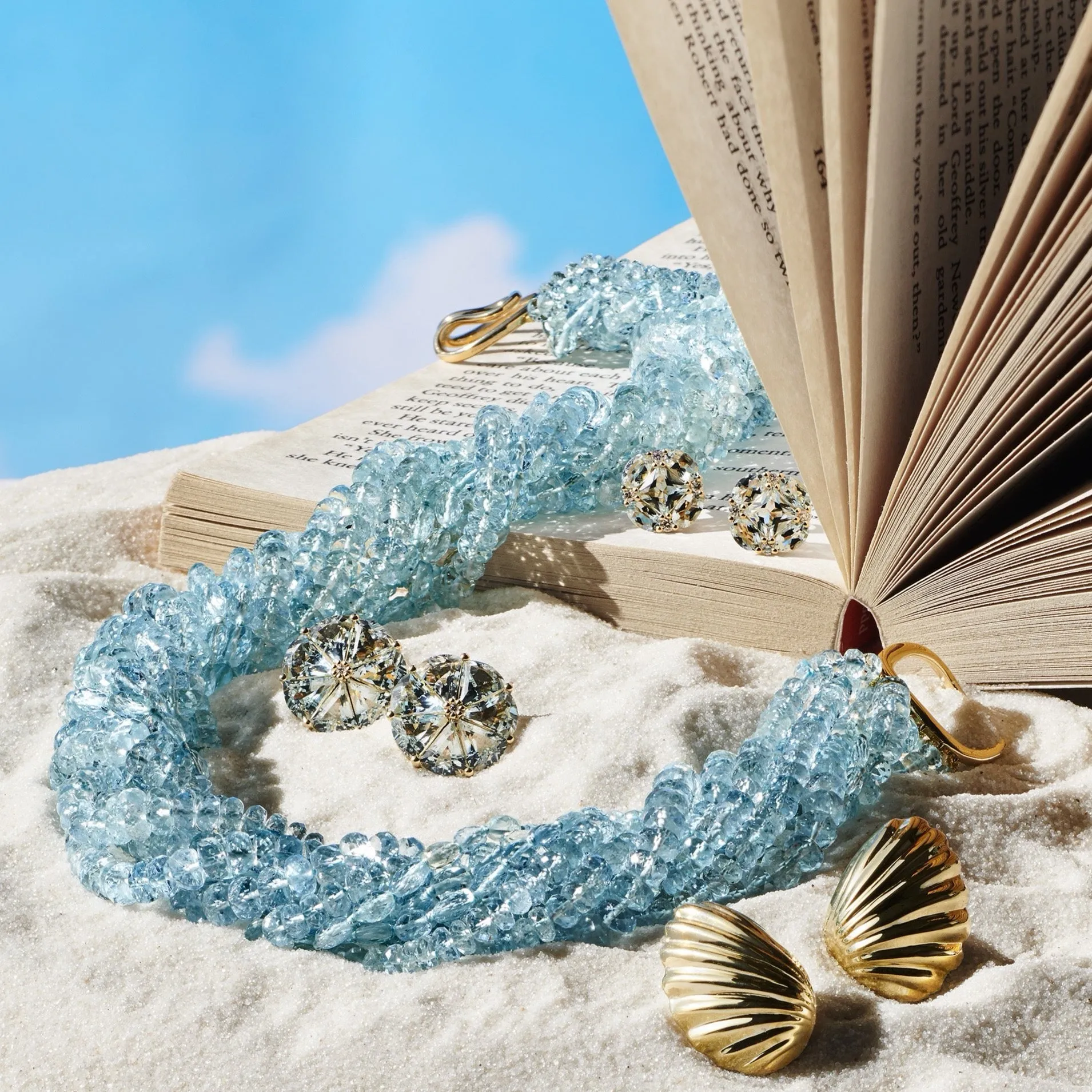 Aquamarine Nine-Strand Twist Necklace