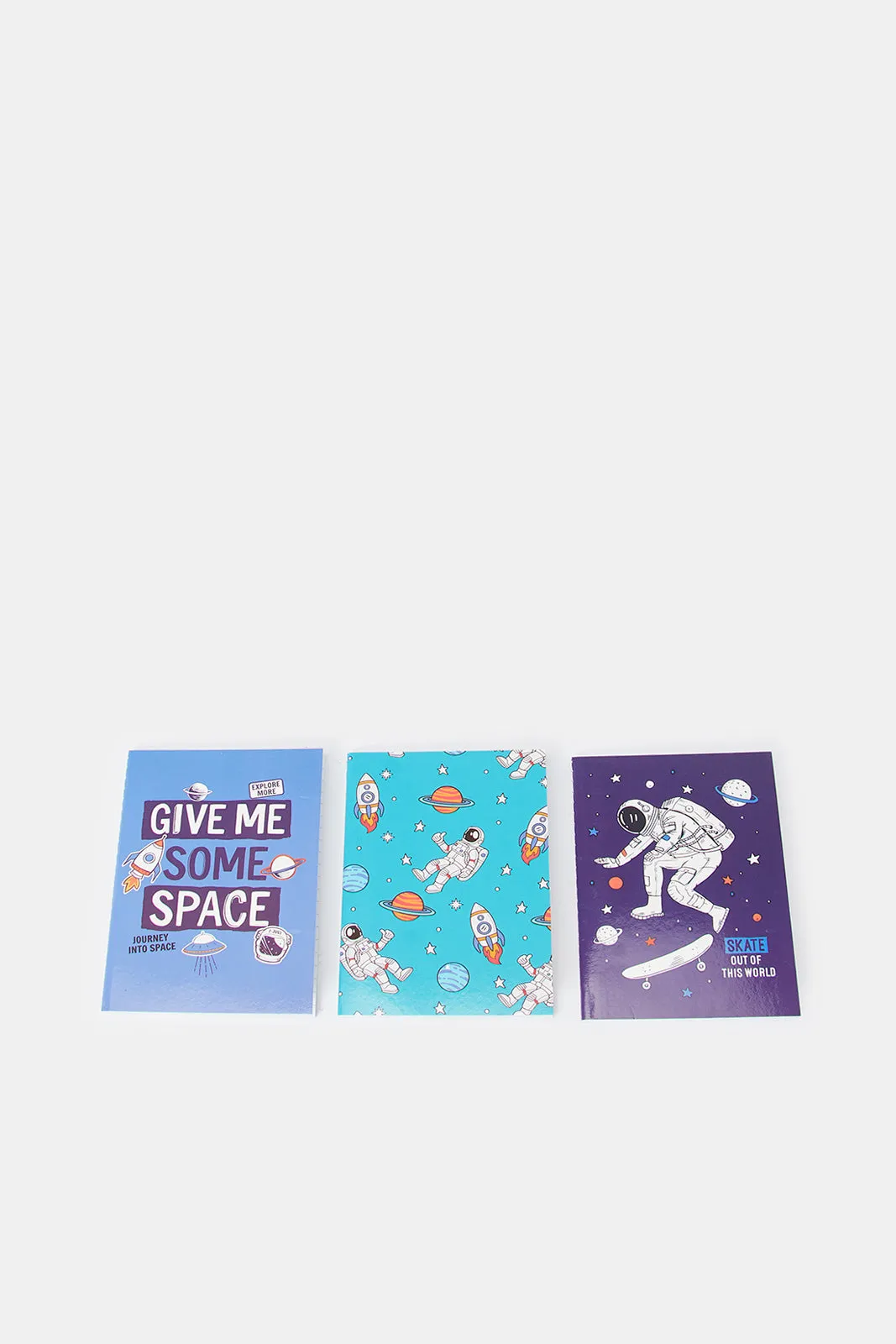 Assorted A6 Space Man Print Notebook Set (3 Piece)