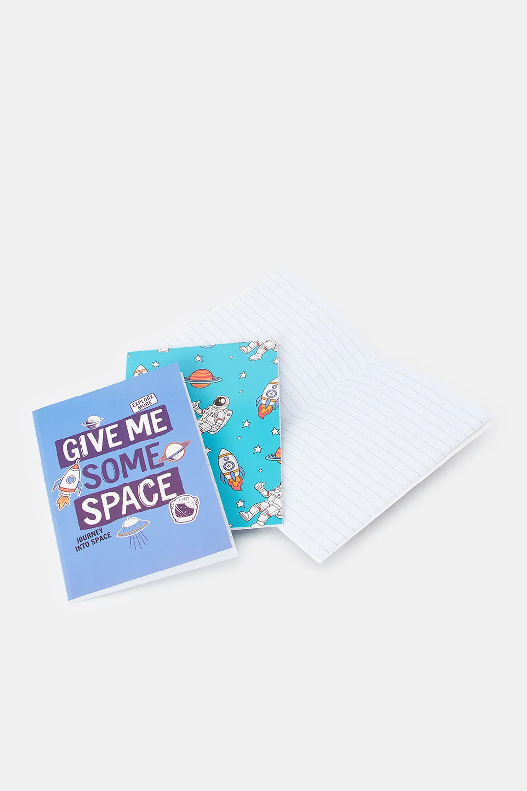 Assorted A6 Space Man Print Notebook Set (3 Piece)