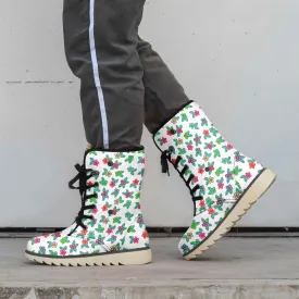 Berry Flowers White Polar Winter Boots