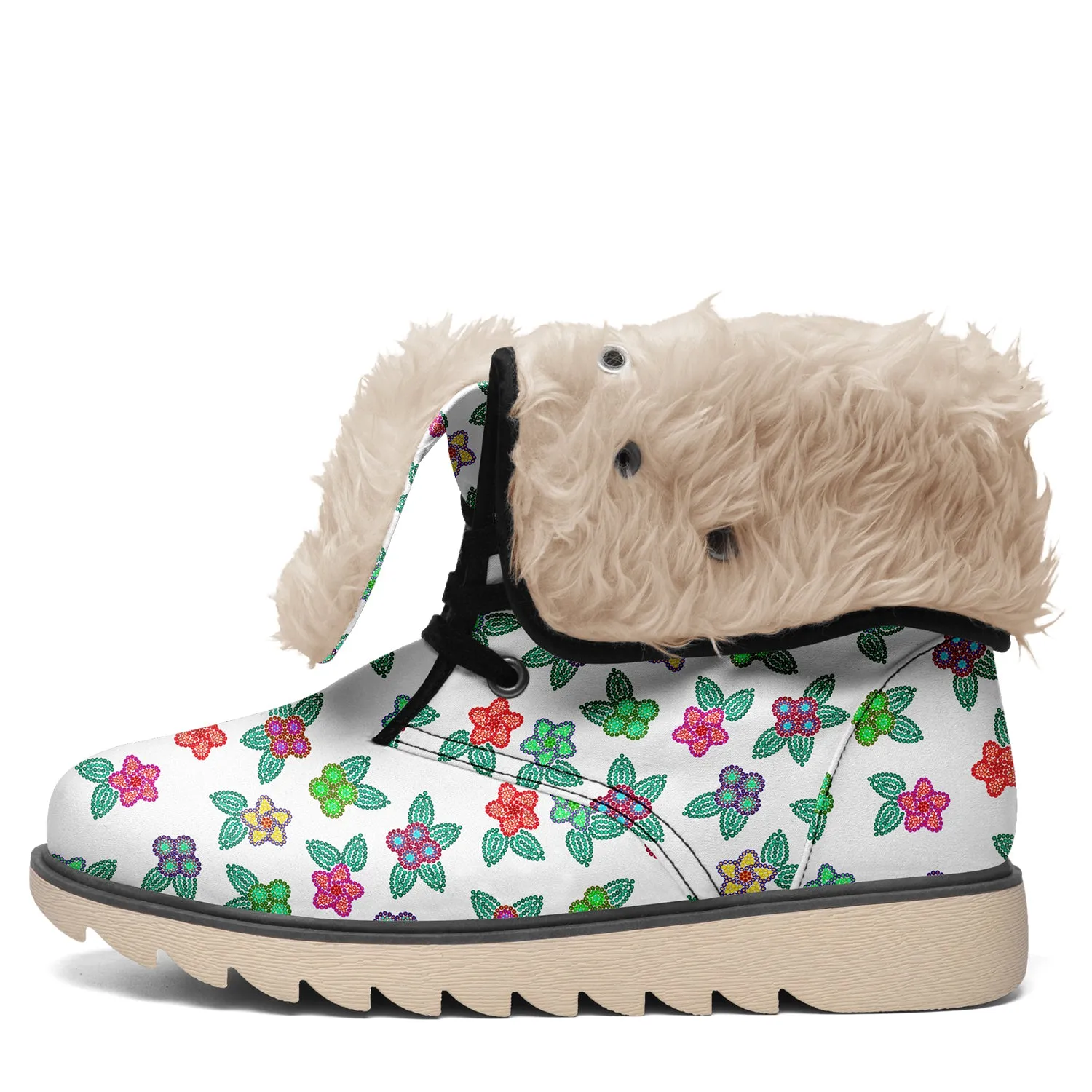 Berry Flowers White Polar Winter Boots