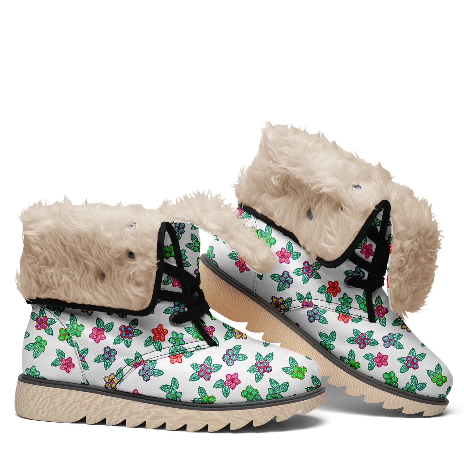 Berry Flowers White Polar Winter Boots