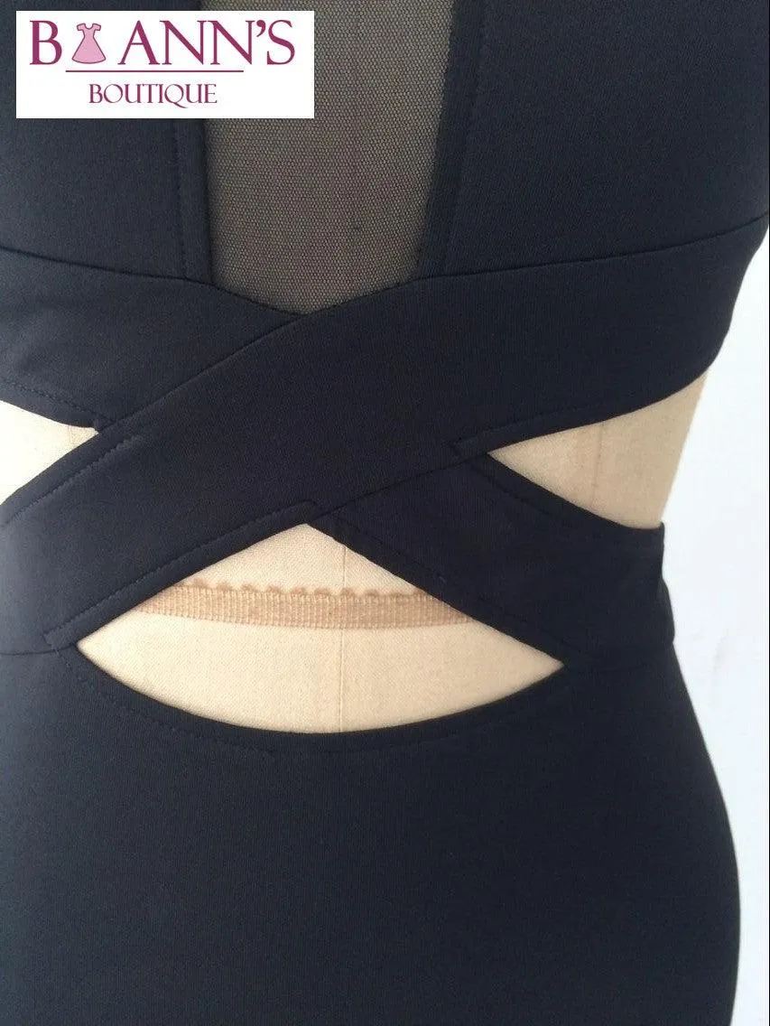 BLACK BANDAGE CRISSCROSS DRESS