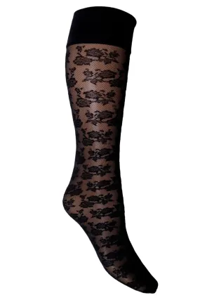 Black Colour - Bcflower Lace Knee High Sock - Black