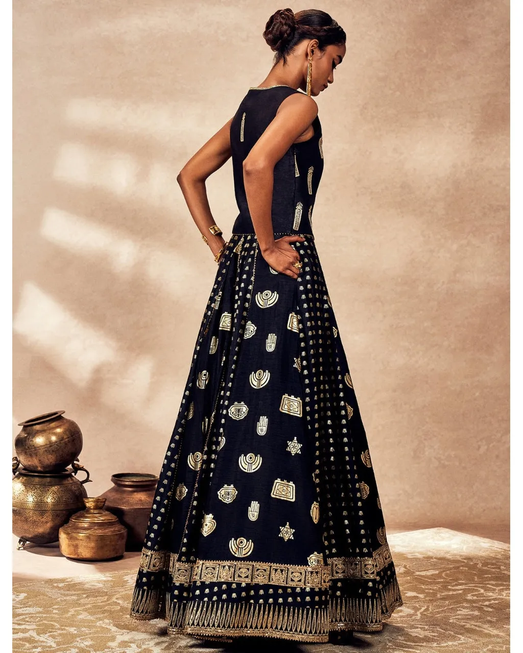 Black Trinkets Lehenga Set