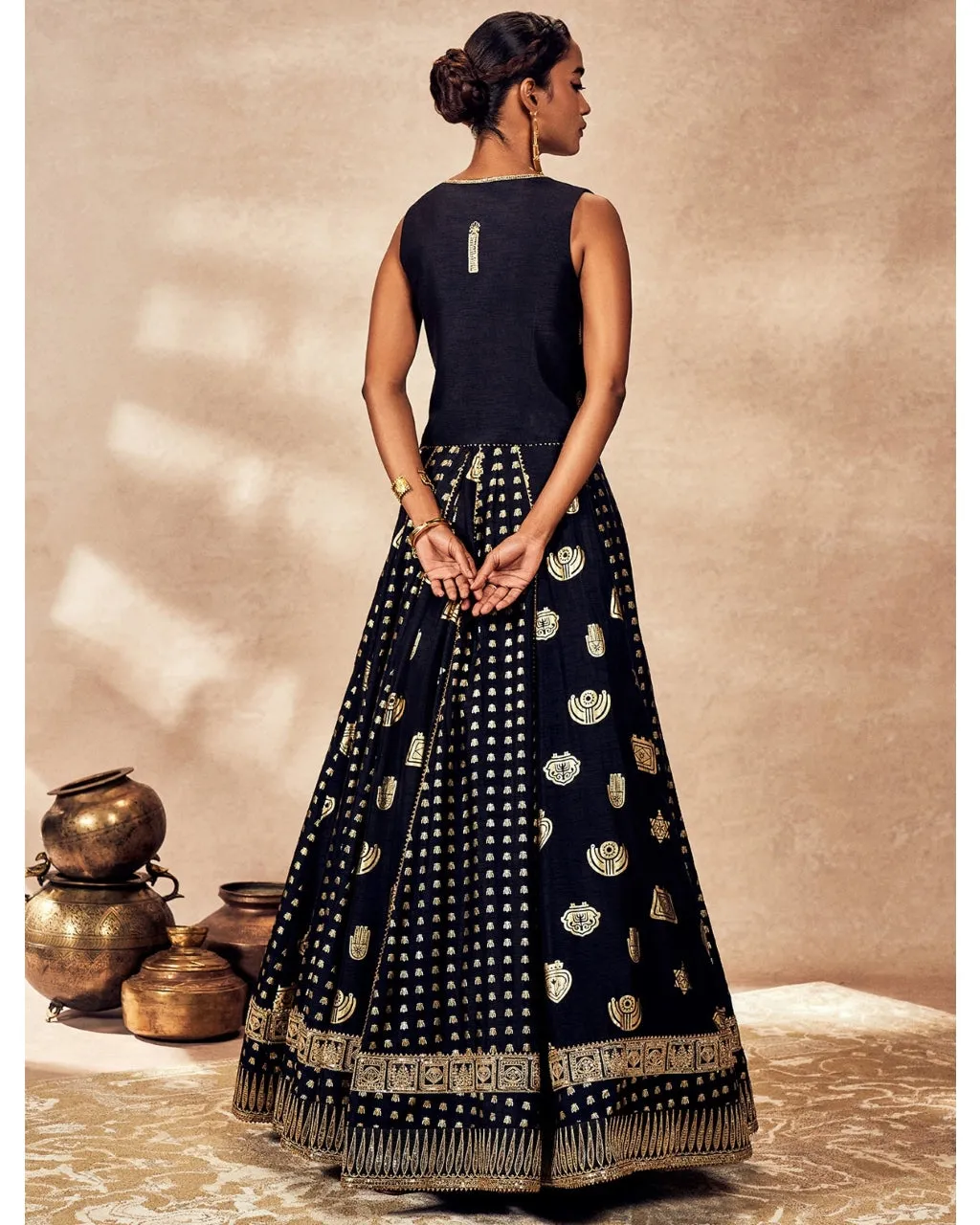 Black Trinkets Lehenga Set