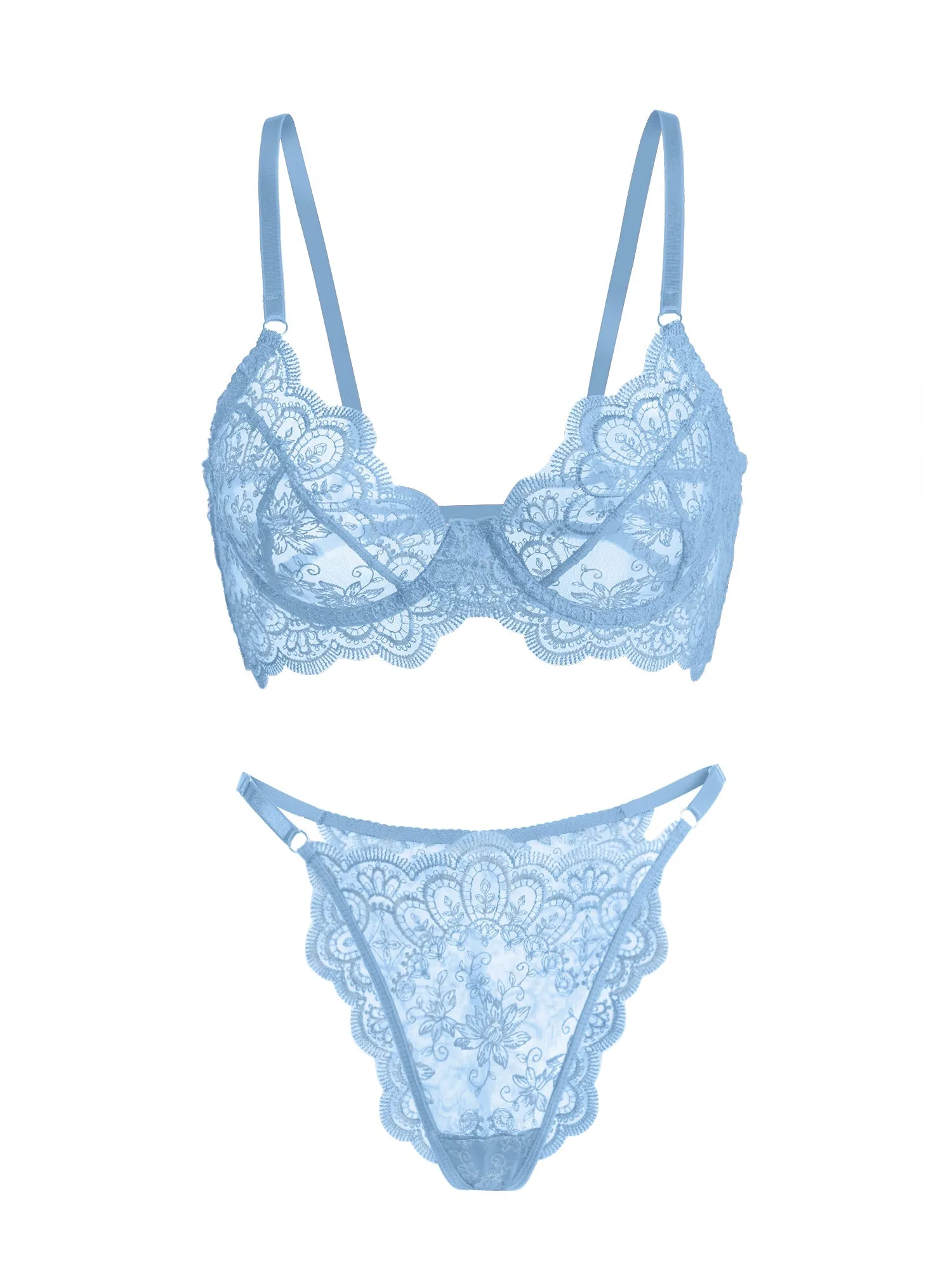 Blue Exquisite Lace Lingerie Set