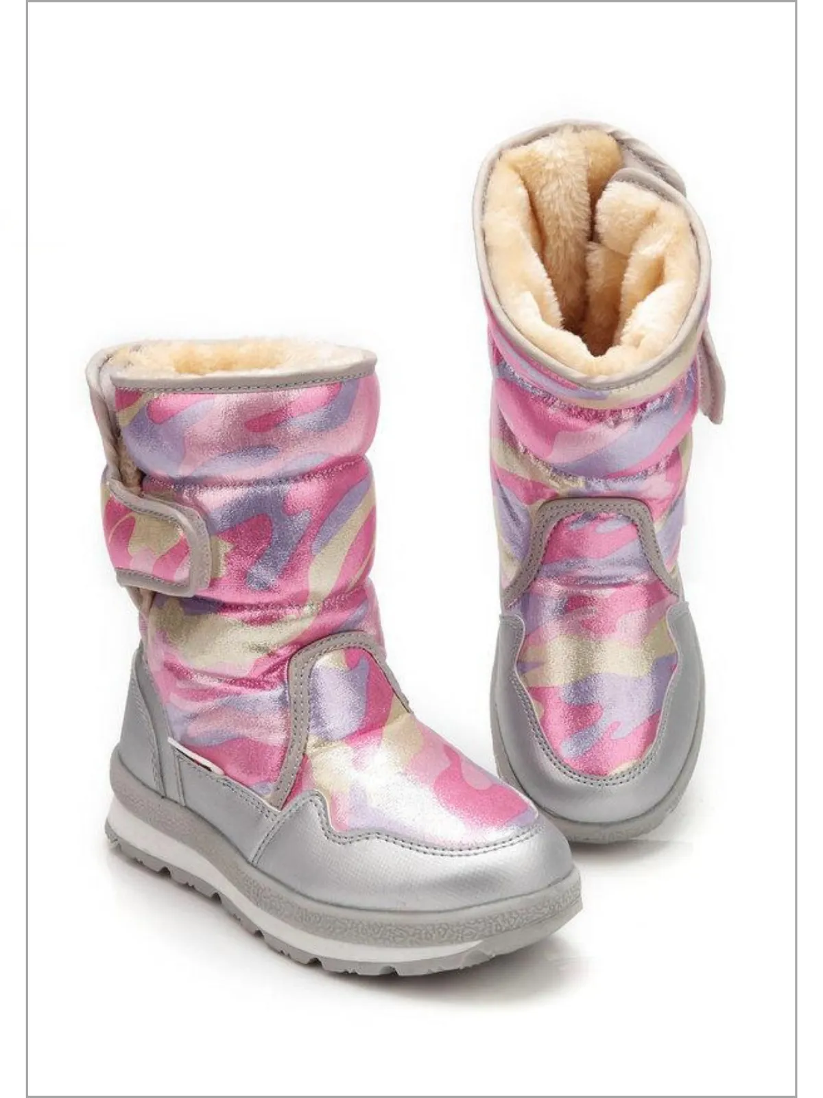 Brave The Cold Metallic Camo Boots by Liv and Mia