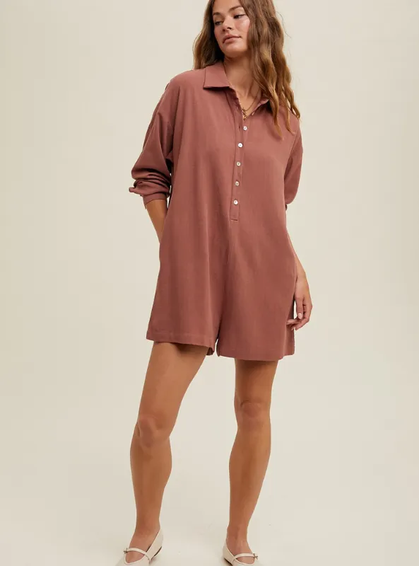 Brick Linen Romper