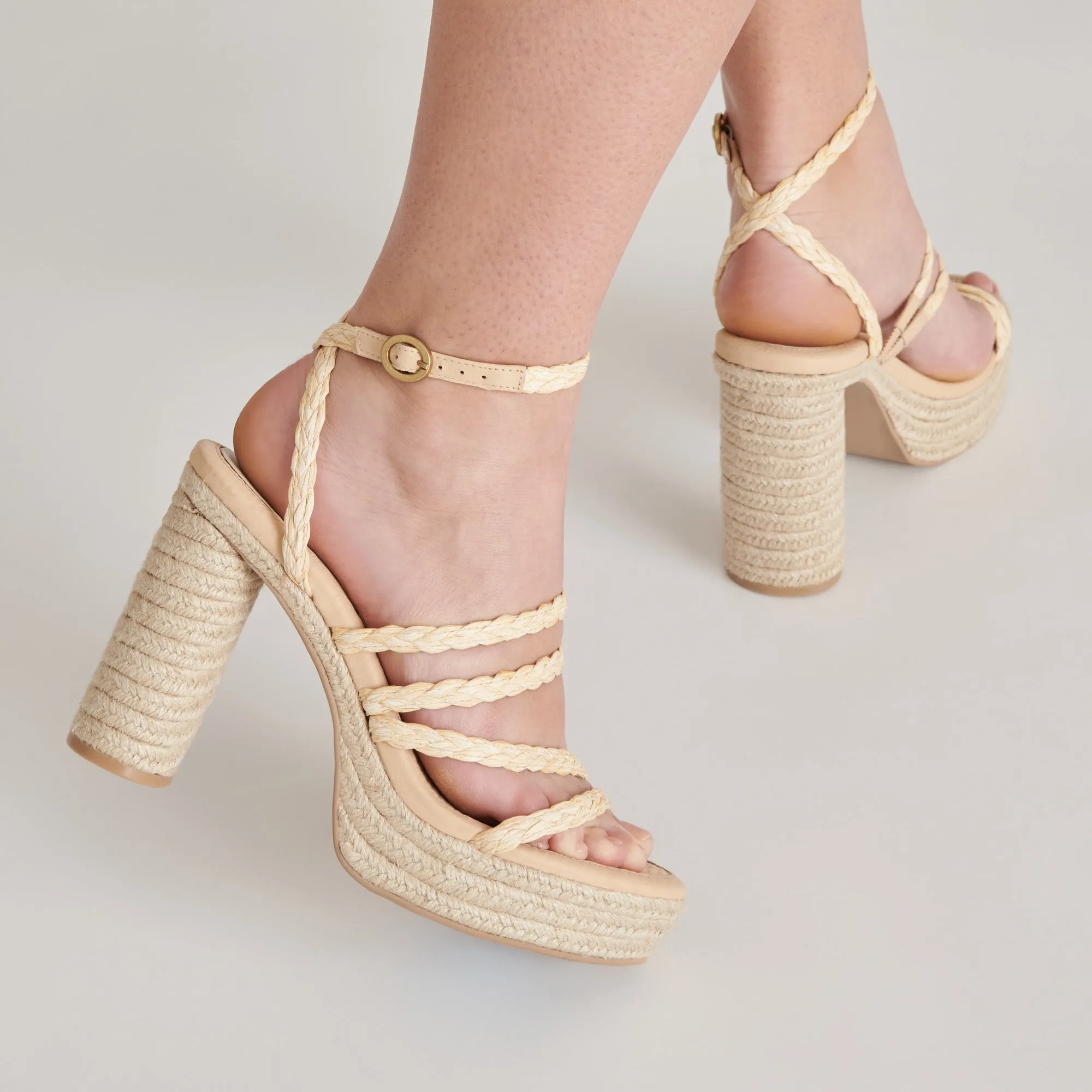 CATINA HEELS LT NATURAL RAFFIA