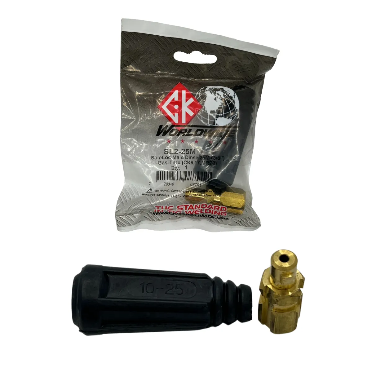 CK Worldwide 25mm SafeLoc Gas-Thru Male Dinse Adapter - SL2-25M