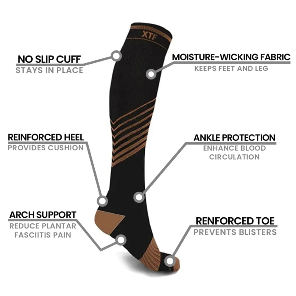 Copper-Infused Ultra V-striped Socks (6-Pairs)