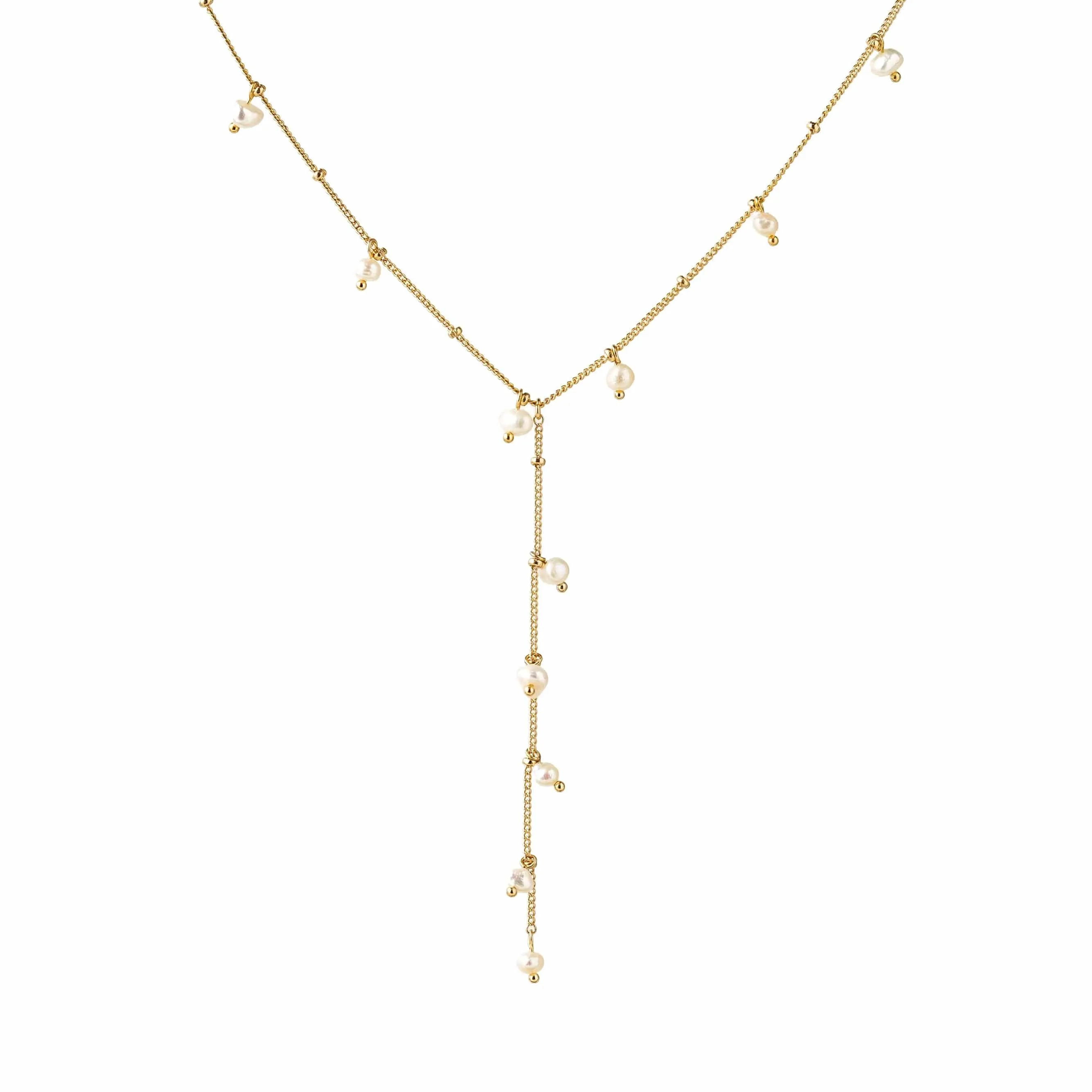 Dot Pearl Lariat Necklace