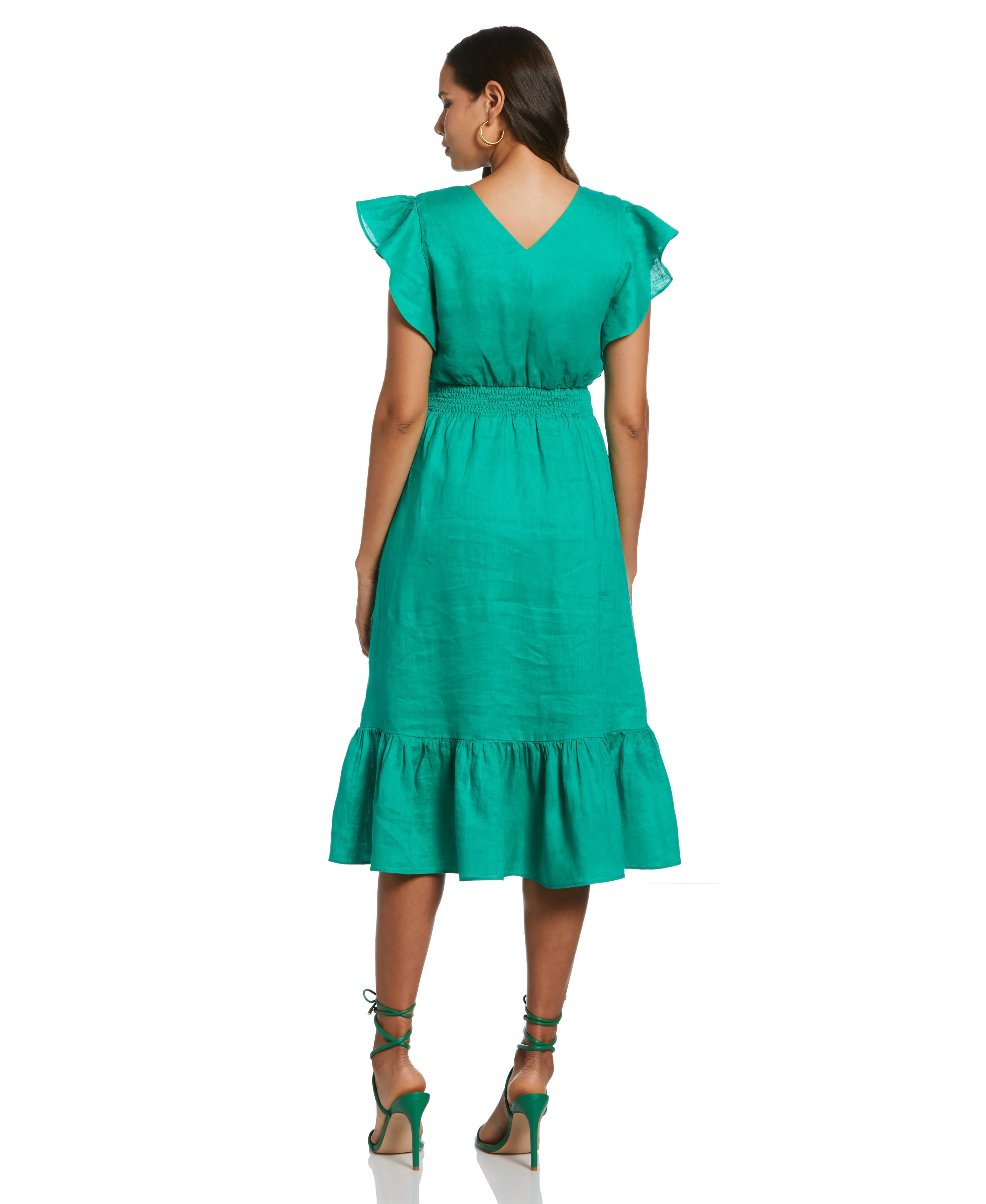 Double V Neck Ruffle Dress