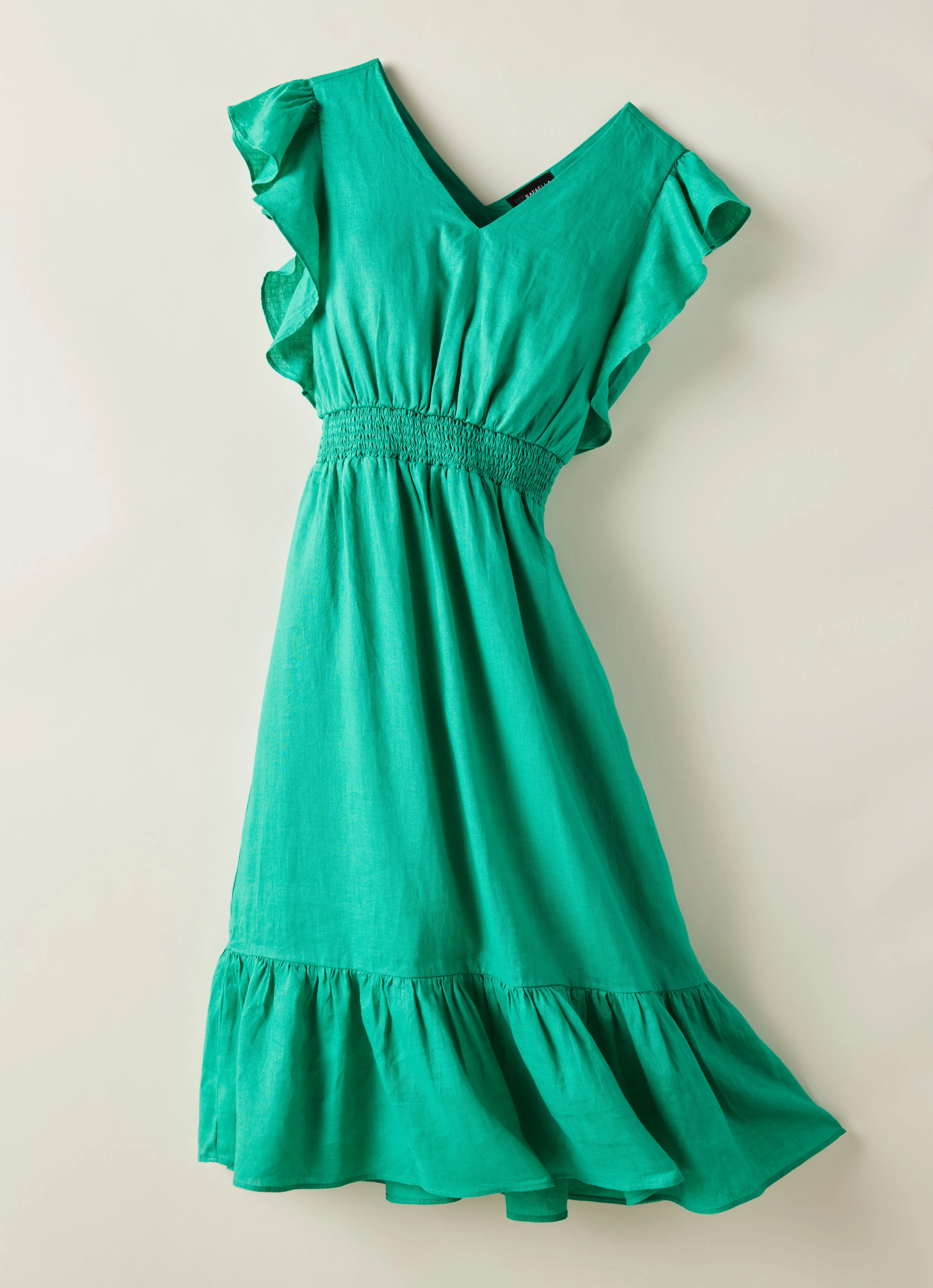 Double V Neck Ruffle Dress