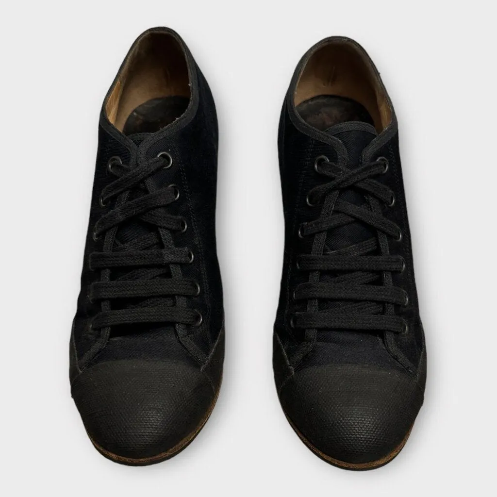 Dries Van Noten Black Canvas Lace Up Sneaker Heels