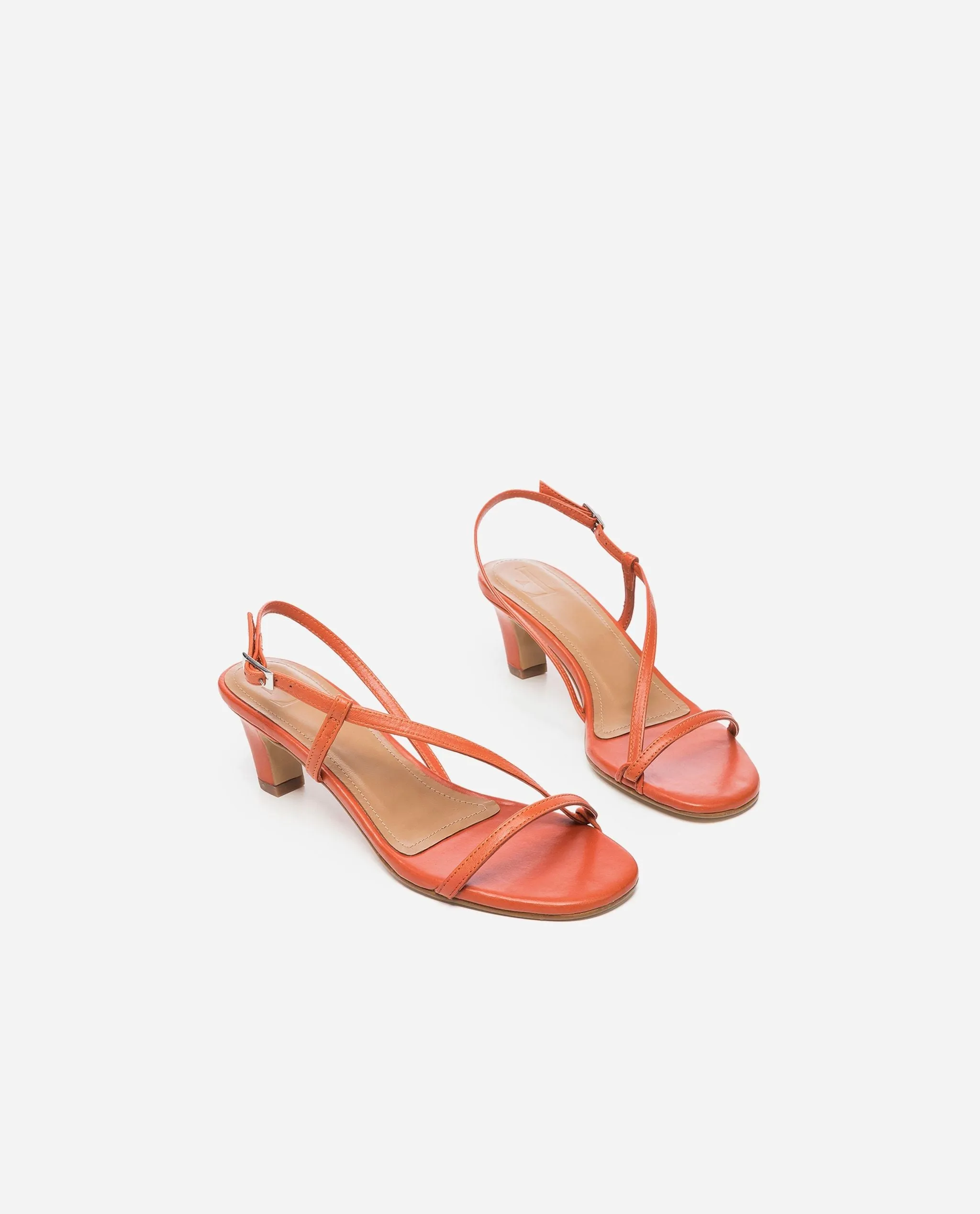 Emma Leather Brick Red Heeled Sandals