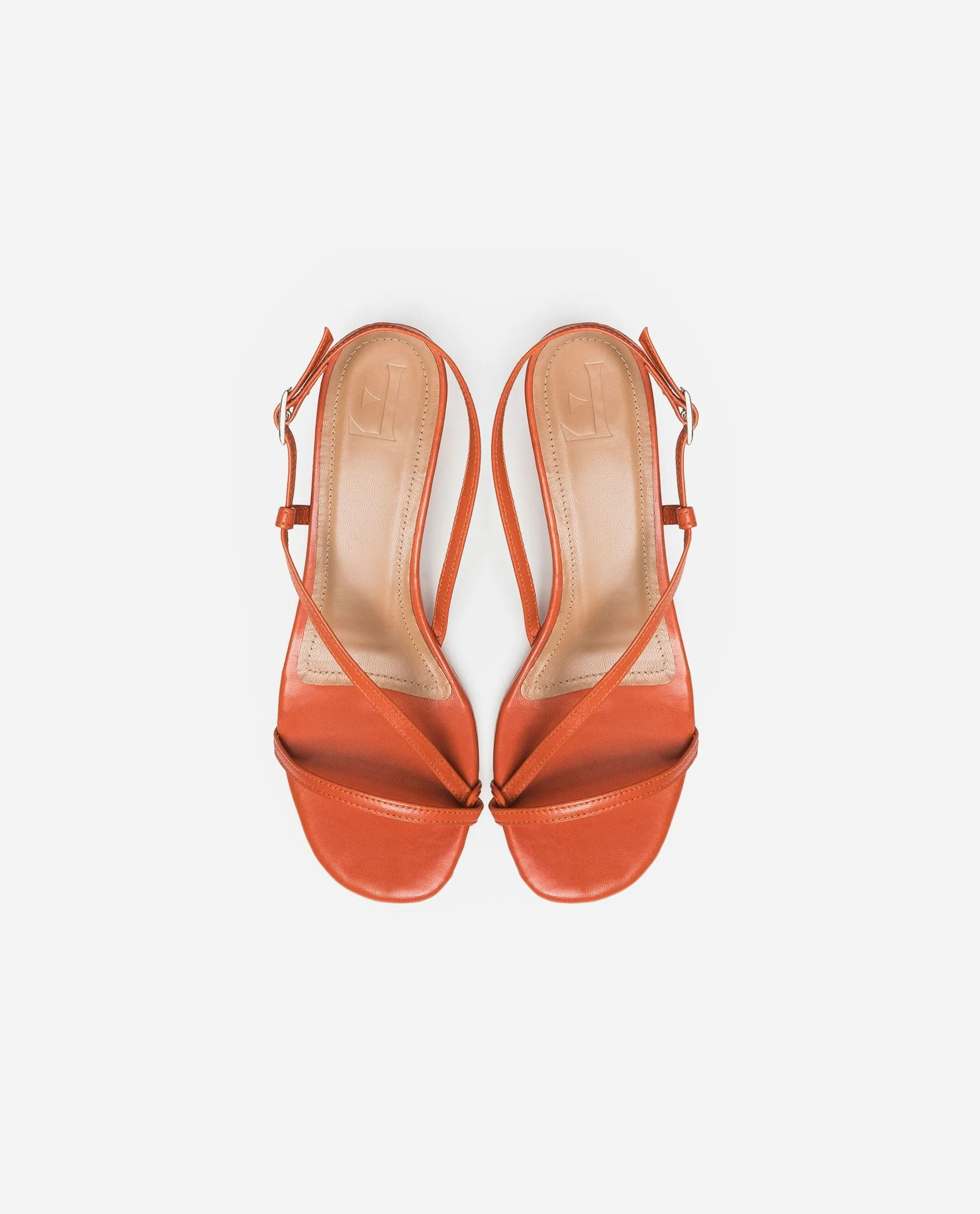 Emma Leather Brick Red Heeled Sandals