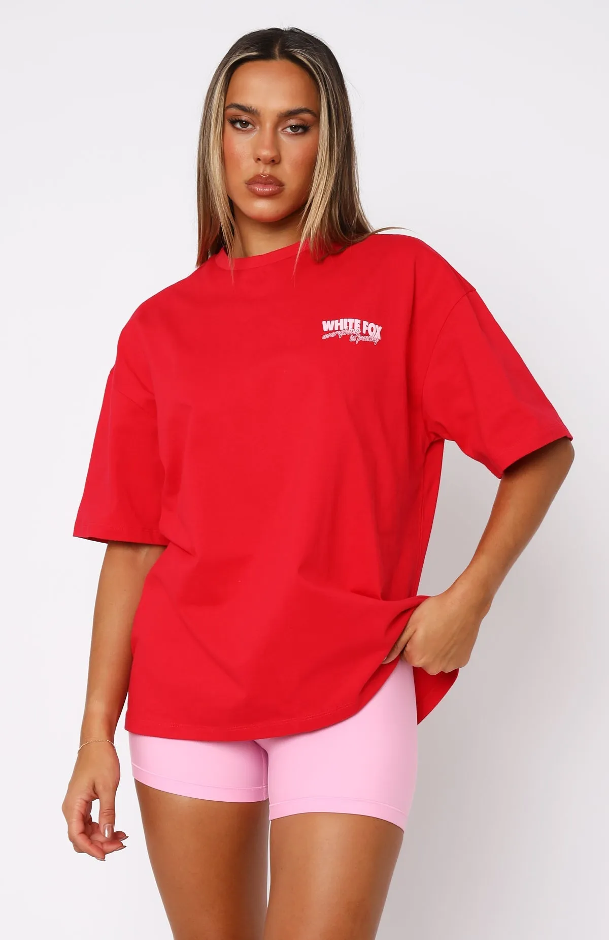 Everything Is Peachy Oversized Tee Red