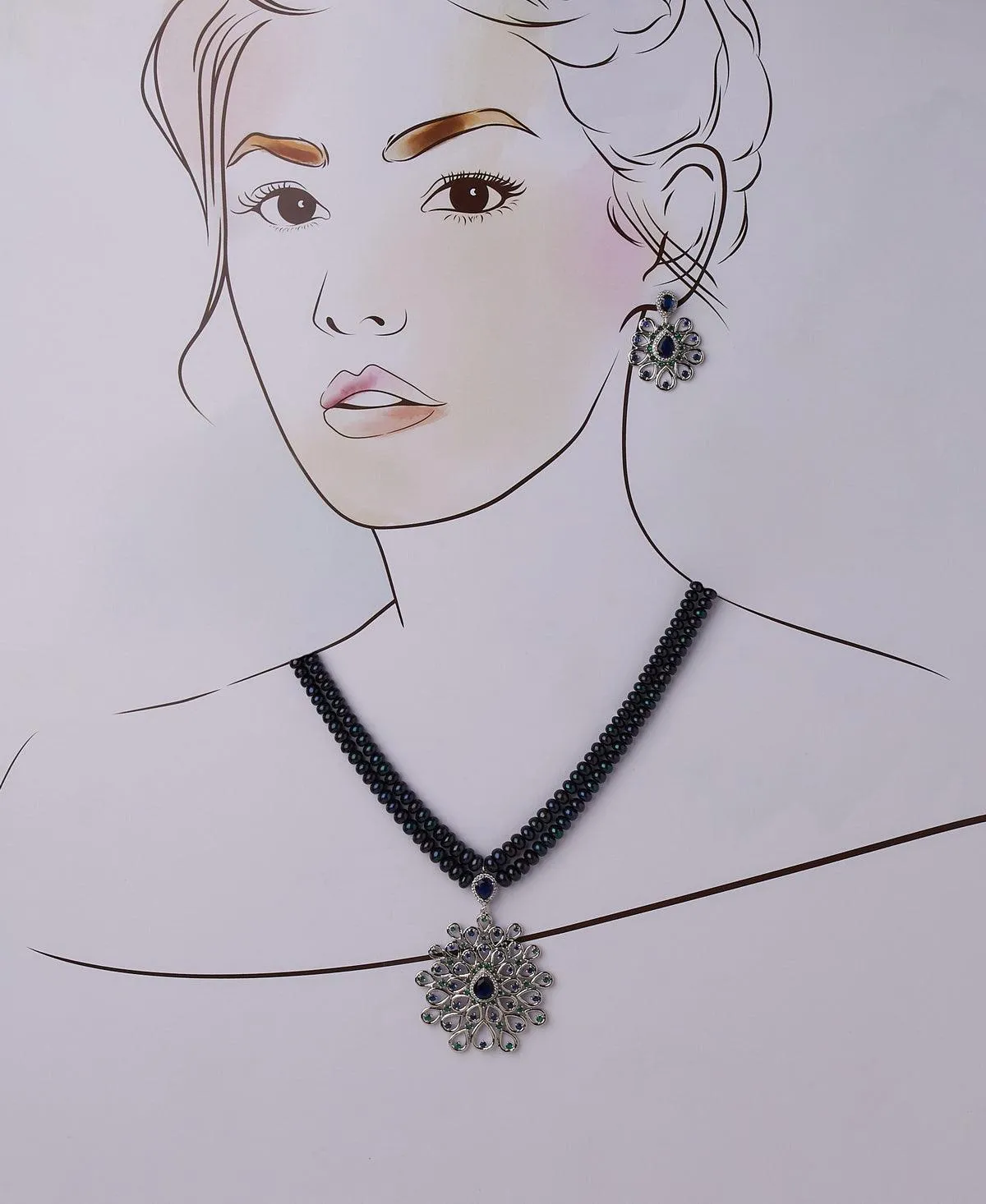 Exquisite Black Pearl Necklace Set