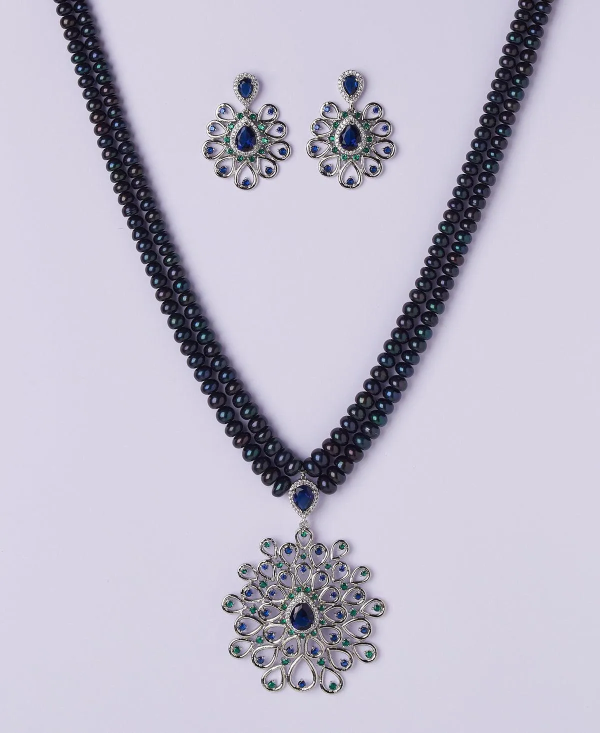 Exquisite Black Pearl Necklace Set