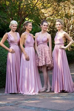 Fashion Pleating Convertible Floor-Length Modern Wedding Bridesmaid Dresses,SVD493