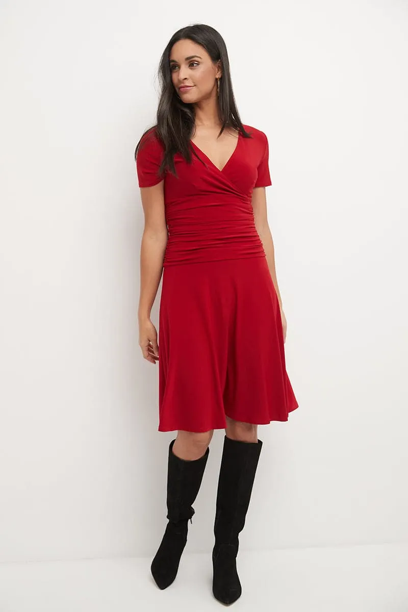 Form-fitting Short Sleeve Dress with Ruching