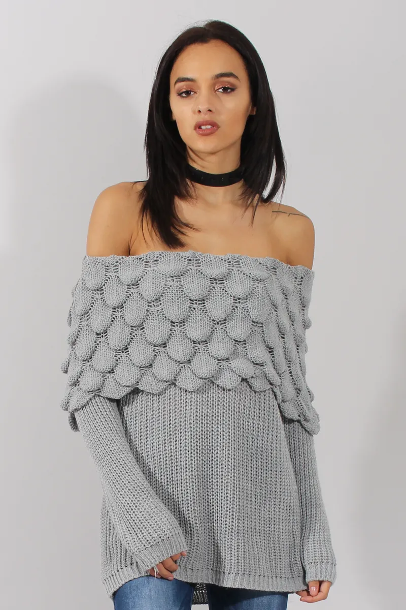 Grey Layer Bardot Jumper- Sammie