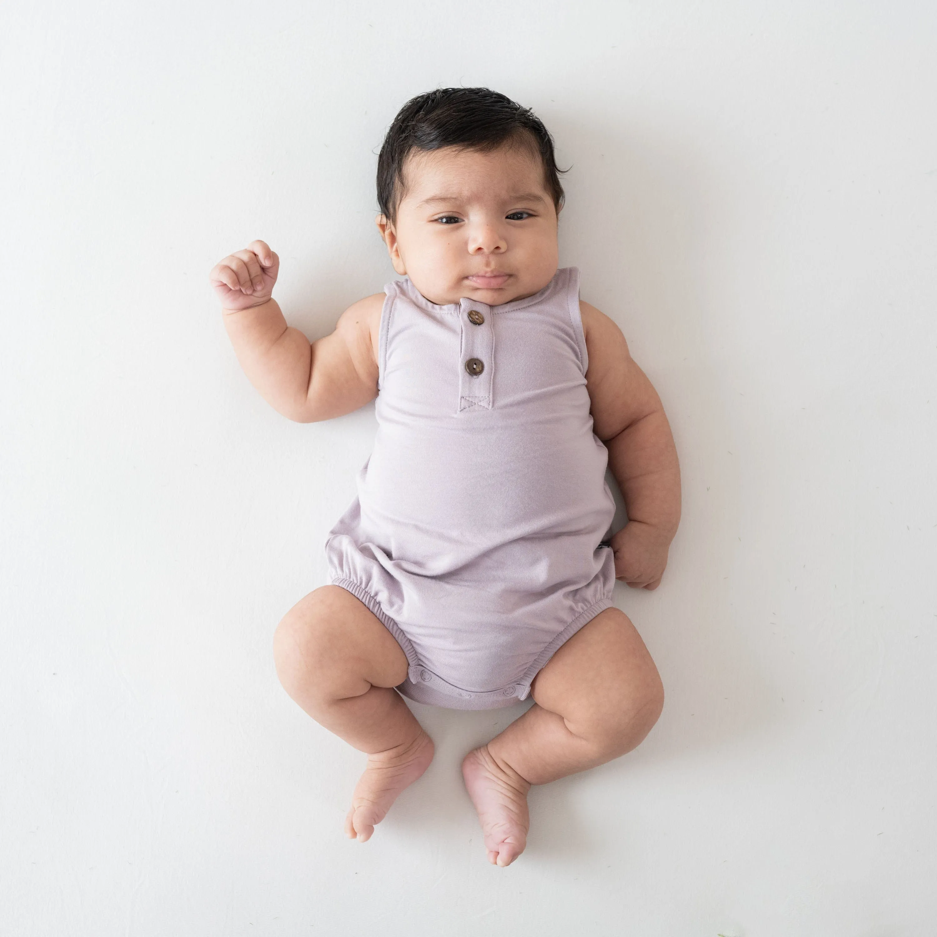 Henley Tank Bubble Romper in Wisteria