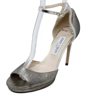 Jimmy Choo Metallic Gold Suede Heels sz 38