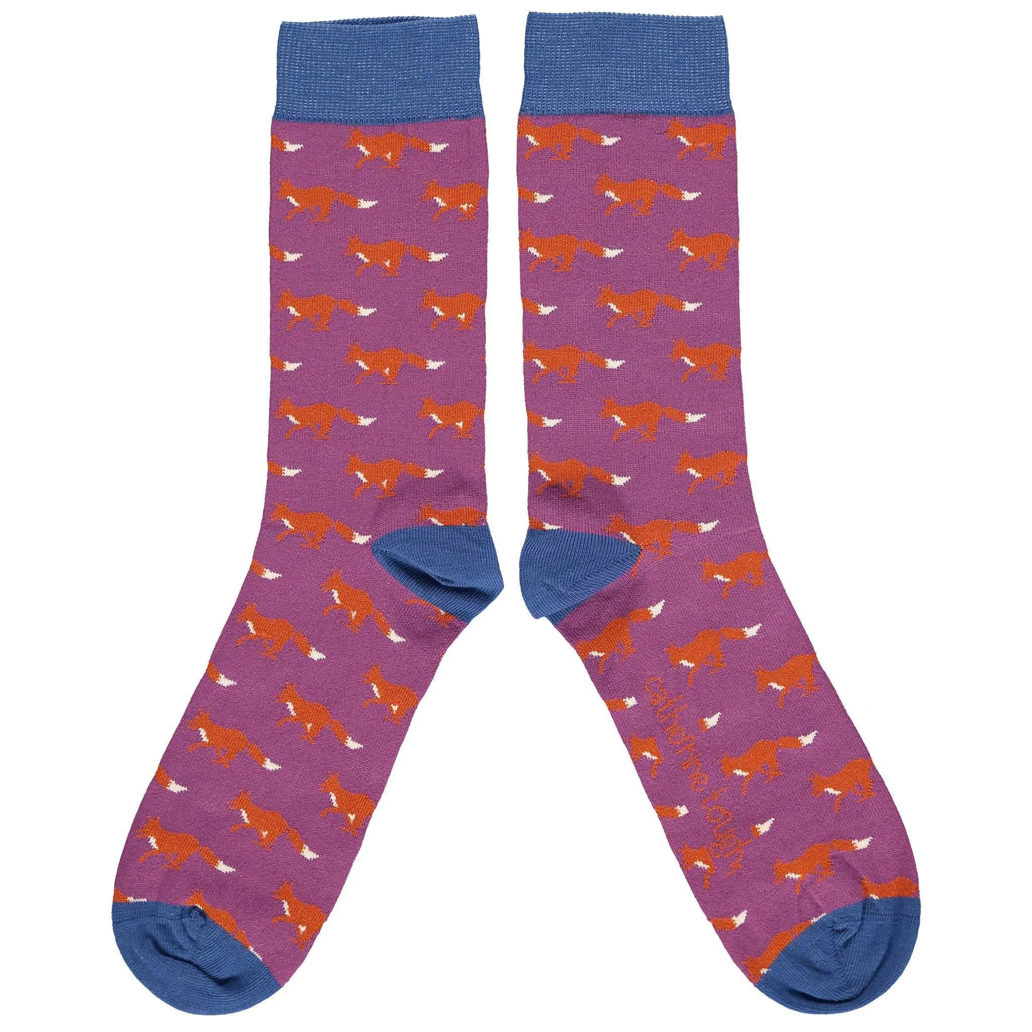 Men's Plum & Navy Fox Organic Cotton Ankle Socks