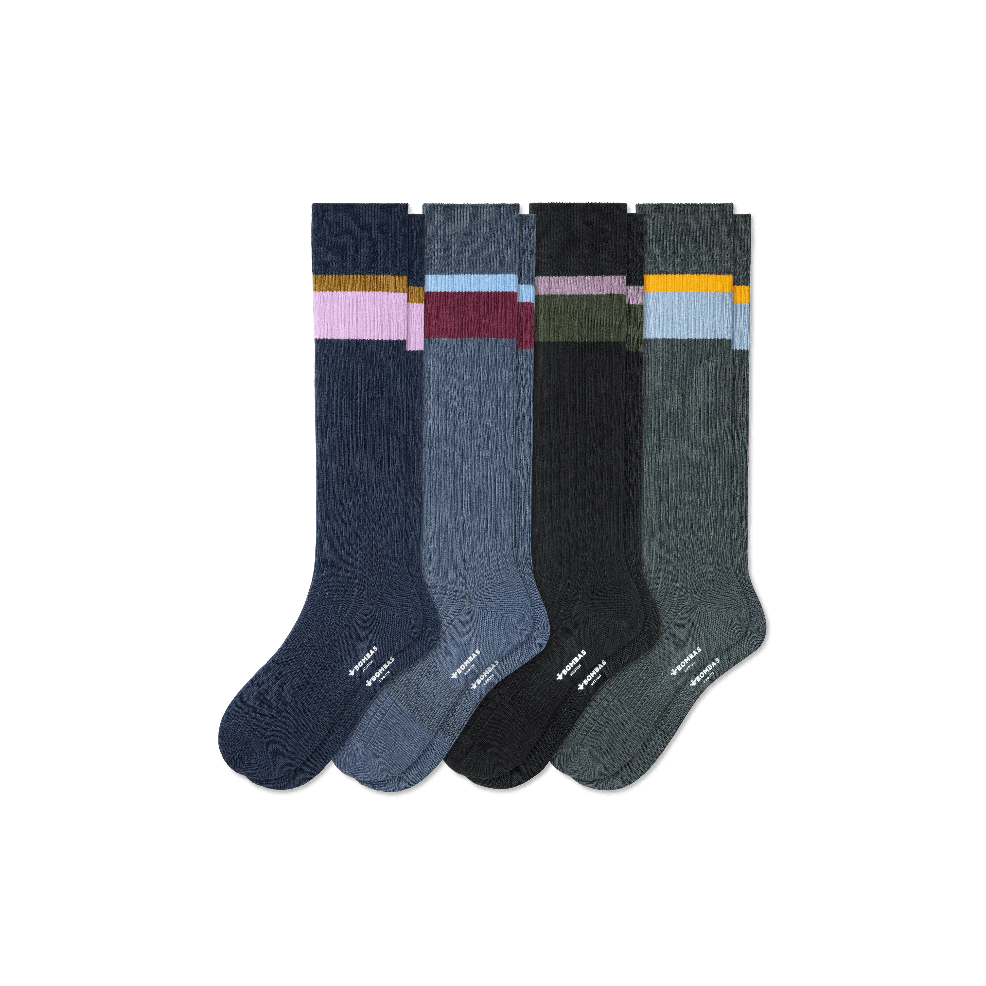 Men's Ribbed Dress Over the Calf Sock 4-Pack