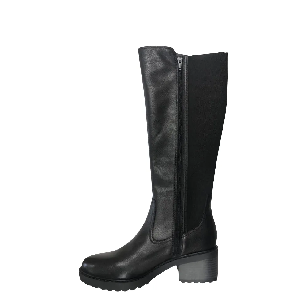 Salvia Women's Mikki Tall Side Zip Leather Boot in Black