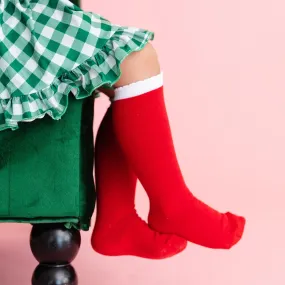 Santa Baby Scalloped Knee High Socks