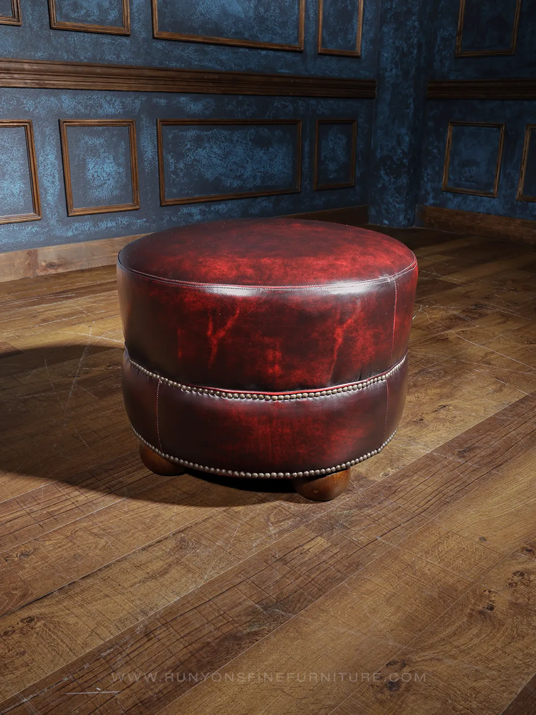 Scarlet Leather Ottoman