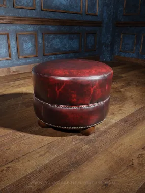 Scarlet Leather Ottoman