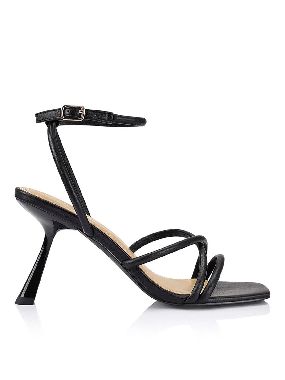 Spruce Heeled Sandals - Black Leather